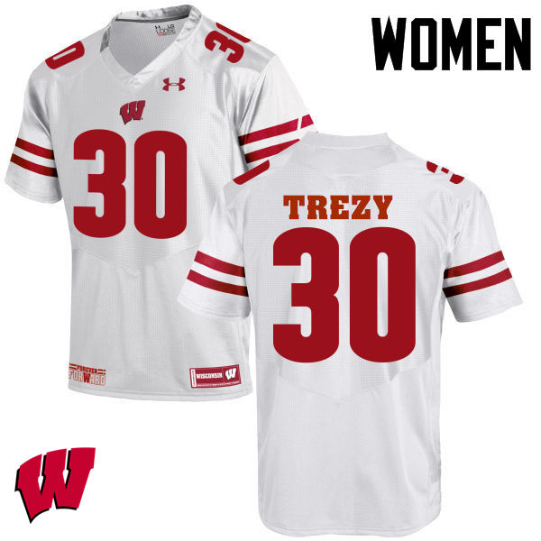 Wisconsin Badgers Women's #30 Serge Trezy NCAA Under Armour Authentic White College Stitched Football Jersey YK40K07UJ